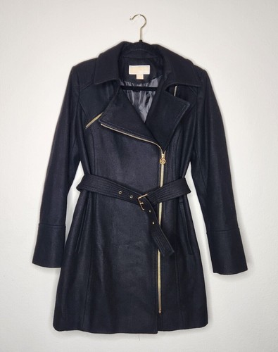Cappotto donna Michael Kors taglia 6 giacca con cerniera asimmetrica con cintura