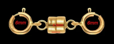 6MM SPRING RING  4.5mm 14k MAGNETIC DOUBLE CLASP Converter Yellow SOLID Gold USA - Image 1 of 4