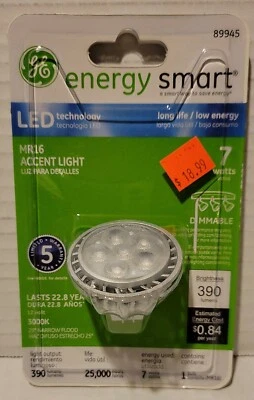 GE Energy Smart MR16 3000K LED Accent Light Bulb Narrow Flood 7Watts 89945  Dims - Image 1 of 4