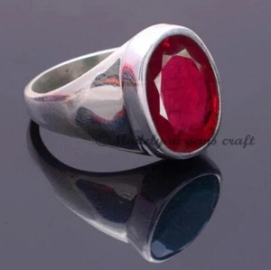 Red Ruby Gemstone Ring 925 Sterling Silver Ring For Men Gift Wedding Ring - Picture 1 of 7