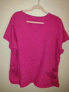 Urbane Womens Scrub top  XXL  Pink Pockets Assymetrical Back Seam - Picture 1 of 7