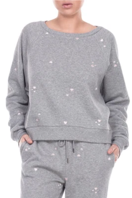 Sudadera para mujer Honeydew Intimates Over the Moon Heart, gris jaspeado, S Foto 1 de 4