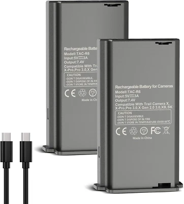 TACTACAM 2 Pack Lipo Lithium Battery Pack,Rechargeable Trail&Game Camera Battery