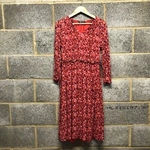 M&S Collection Dress Womens UK 10 Red Floral Cottagecore Boho Chic Midi Summer - Picture 1 of 18