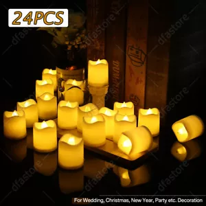 24PCS Flameless Votive Candles Battery Operated Flickering LED Tea Light Decor - Picture 1 of 28