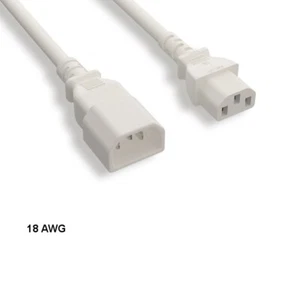 Cable de alimentación color blanco KNTK de 3 pies 18 AWG IEC60320 C13 a IEC60320 C14 10A/250V - Imagen 1 de 2