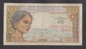 🔴MADAGASCAR 500 Francs 1966 F/VF P58a🔴 - Picture 1 of 2