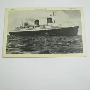 Ship Postcard SS Normandie Starboard View At Sea New York Photo Antique Litho - Picture 1 of 12