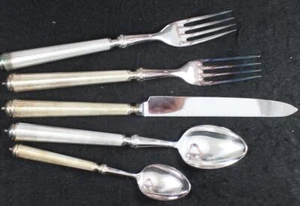 Alain Saint-Joanis Dunes 5 Piece Place Setting Silverplate Metal Ribbed Handles - Picture 1 of 10