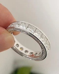 Prinzessin Schliff VVS Diamant Nieten 14K einfarbig weißgold Hochzeitsband, Diamantring - Bild 1 von 5