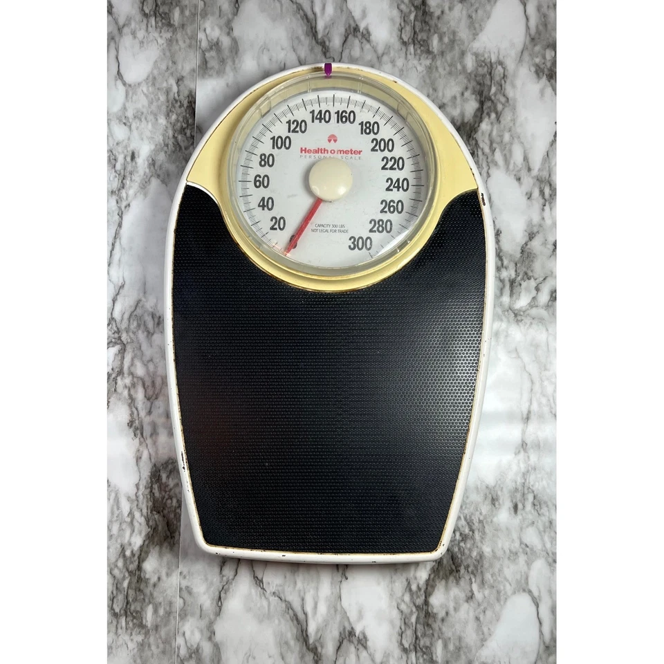 Vintage Healthometer Mechanical Bathroom Scale Black Cream Up To 300 lbs - Image 1 of 3