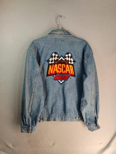 Vintage Las Vegas NASCAR Cafe Denim Jacket Adult Medium Cotton Collared Casual - Picture 1 of 10