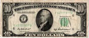 1950 B $10 Ten Dollar Federal Reserve Note FRN Atlanta "F" Green Seal Circulated - Picture 1 of 2