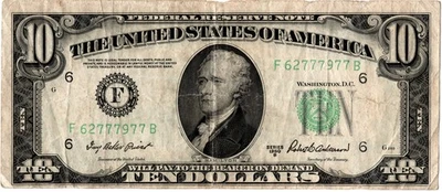 1950 B $10 Ten Dollar Federal Reserve Note FRN Atlanta "F" Green Seal Circulated - Image 1 of 2