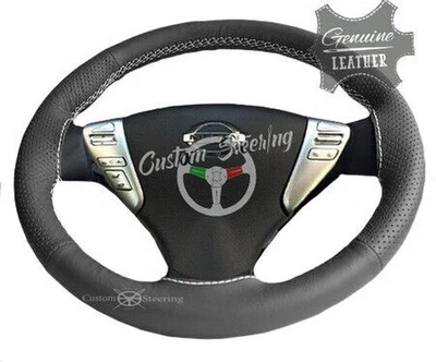 For NISSAN 370Z 2009-2018 DARK GREY Grain &Perfo Leather Steering Wheel Cover - Image 1 of 4