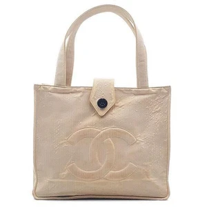 Chanel Nylon Beige Bolso Coco Mark Toto Bolso Logo Botón Hombro MBc0919 - Imagen 1 de 10