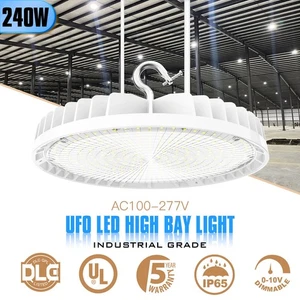240W Led UFO High Bay Light Industrial Dimmable Garage Warehouse Shop Light DLC - Picture 1 of 11