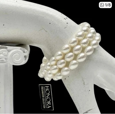Juego de pulsera elástica Honora de perlas de agua dulce 3 piezas nuevas con etiquetas Foto 1 de 3