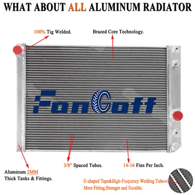 3 Rows Aluminum Radiator For 1989-1996 1990 Chevrolet Corvette Base 5.7L 350 V8 - Image 1 of 4