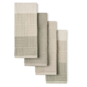Basketweave Antimicrobial Terrycloth Kitchen Towel 4-Pack Set, Absorbent 100%... - Picture 1 of 8