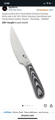 Cuchillo de hoja fija para camping Spyderco Bow River FB46GP 4,4 pulgadas Foto 1 de 4