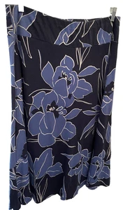 Chaps Midi Shirt Flare Skirt Ralph Lauren Tropical Hawaiian Blue White Sz L - Picture 1 of 6