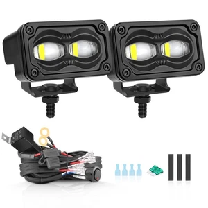 Pair S2 SAE J583 Certified Street legal White LED Lights Cube Fog Pods & Wiring - Picture 1 of 4