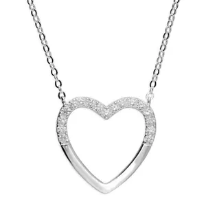 Open Heart Necklace Gem Set on 925 Sterling Silver 925 hallmark - Picture 1 of 1