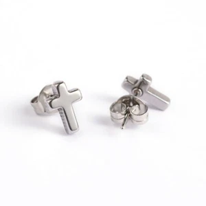 1 Paar Ohrstecker Kreuz Silber Ohrringe Edelstahl hypoallergen - Bild 1 von 1