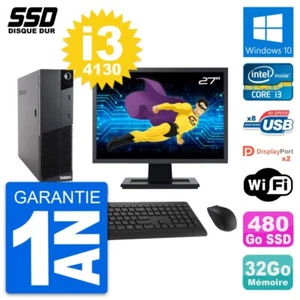 PC LENOVO M83 SFF Pantalla 27" Intel i3-4130 RAM 32Go SSD 480Go Windows 10 Wifi - Imagen 1 de 9