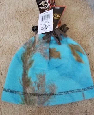 NWT Hot Shot Realtree YOUTH Girls Blue Fleece CAMO Beanie Cap HAT HUNTING  - Image 1 of 2