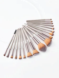 18 Stück Pro Champagner Kosmetik Augenbrauen Schatten Make-up Pinsel Set Beutel Tasche Pinsel - Bild 1 von 5
