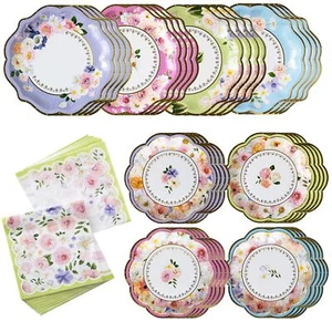 Tea Party Decorations Tableware Set by 62 Pc 16 Guests Colorful Pastel Party ... - Picture 1 of 8