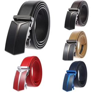 Cinturón de cuero de piel de vaca de lujo para hombre hebilla automática cinturón correa de trinquete regalo jeans - Imagen 1 de 13