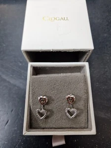 Clogau Gold Silver & 9ct Rose Gold Heart Drop Earrings - Picture 1 of 2