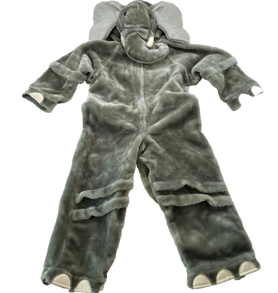 Fantasia infantil de elefante de orelha e presa com zíper completo peludo tamanho pesado 44 (5-6) - Imagem 1 de 4