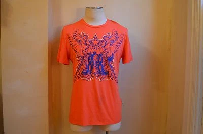 JUST CAVALLI 橙色蓝色双色鹦鹉带星星装饰 S XL 酷 — 第 1/4 张图片