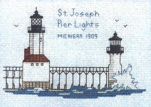 Hilite Counted Cross Stitch Kit Lighthouse St. Josephs Pier Lights, MI #HD262 - Picture 1 of 3