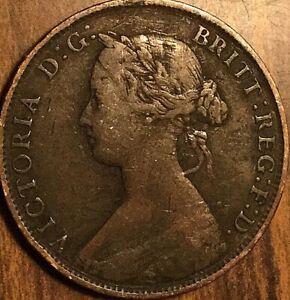 1861 UK GB GREAT BRITAIN HALF PENNY COIN