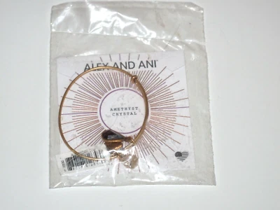 Brazalete Alex and Ani Cristal Piedra Natal Amatista Púrpura Alambre Tono Dorado  Foto 1 de 2