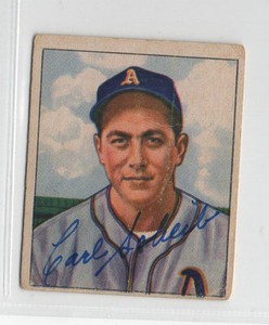 Carl Scheib 1950 Bowman signed auto autographed card Philadelphia A's