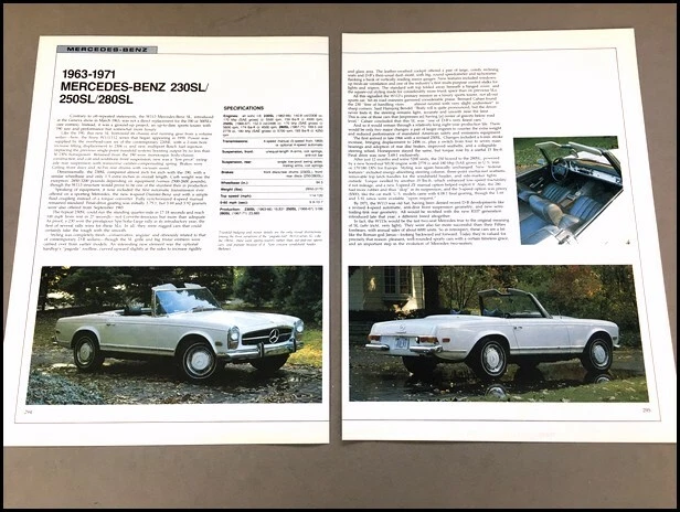 Mercedes Benz 230SL 250SL 280SL Car Review Print Article with Specs 1970 P294 Foto 1 de 1