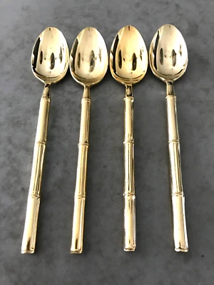 Stanley Roberts TIBURON Golden Bamboo 8"  Spoons Japan Set of 4 Excellent - Image 1 of 3