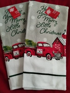 NUEVO CON ETIQUETAS NAVIDAD VACACIONES CAMPO GRANJA ÁRBOL ROJO CAMIÓN COCINA PLATO TOALLA DE MANO DECORACIÓN - Imagen 1 de 6