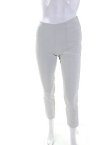 Vince Womens Side Zip High Rise Straight Leg Trouser Pants White Cotton Size XS