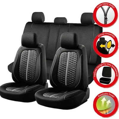 For Toyota Prius Car Seat Cover Full Set Front Rear Protector Cushion Fabric Foto 1 de 4