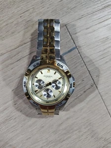 Orologio Cronografo Fossil Uomo Oro Argento Acciaio Inox Data 10 ATM Bracciale - Foto 1 di 8