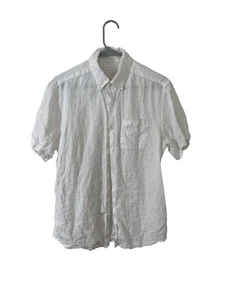Camisa Porter and Ash 100% Lino Abotonada Manga Corta Blanca Para Hombre Mediana - Imagen 1 de 4