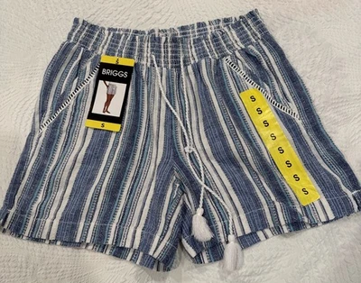 Pantalones Cortos Náuticos Briggs New York Rayas Borla Corbata Mezcla Lino PEQUEÑOS NUEVOS CON ETIQUETAS  Foto 1 de 4