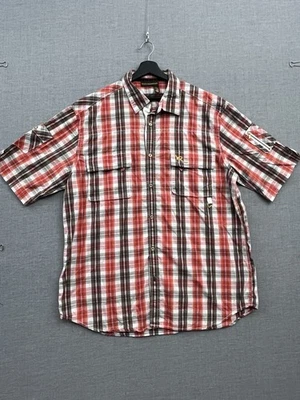 Camisa Rocawear Para Hombres XXL Naranja Marrón A Cuadros Bolsillo con Botones Hip Hop Ropa de Calle Foto 1 de 4